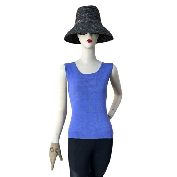 FINITY Women’s Top Lilac Blue Ribbed Tank Top Blouse Sleeveless T- Shirt Top - Picture 4 of 8